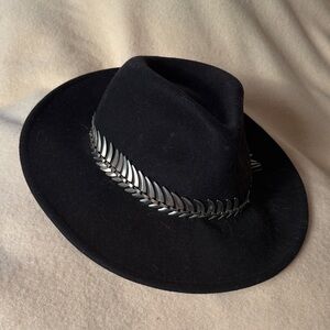 Black Fedora with Silver Leaf Band